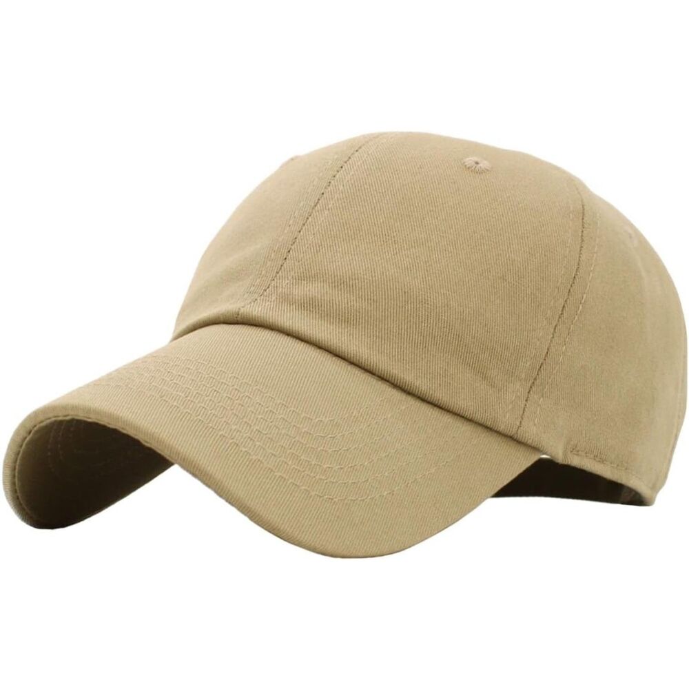 Unisex Khaki Classic 100% Cotton Adjustable Classic Crown Baseball Plain Dad Hat